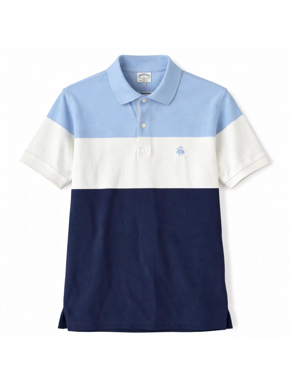 Brooks Brothers 346 Slim Fit Polo Shirt S Blue White Colorblock